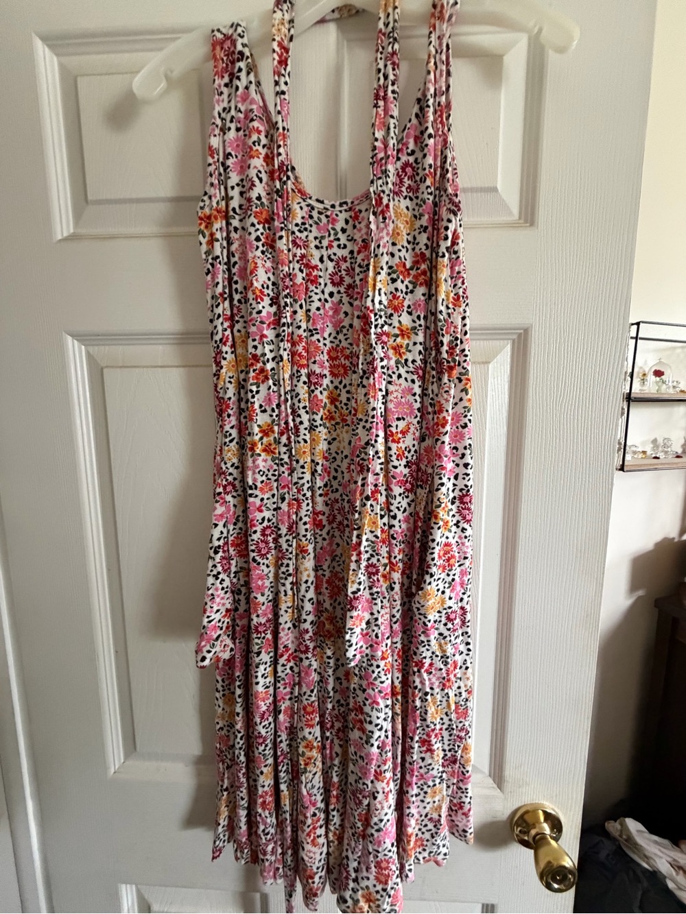 Latched Mama White Floral romper with Pink & Yellow Flowers